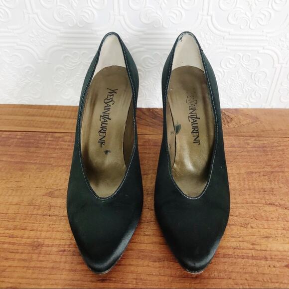 YVES SAINT LAURENT Vintage 90s Satin Stiletto Pumps - Picture 5 of 12